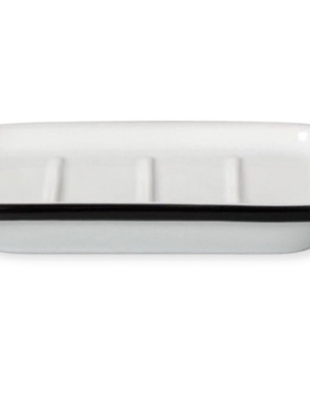 Hearth And Hand Farmhouse White Enamel Soap Dish with Black Rim Set Of 2 - Picture 2 of 5